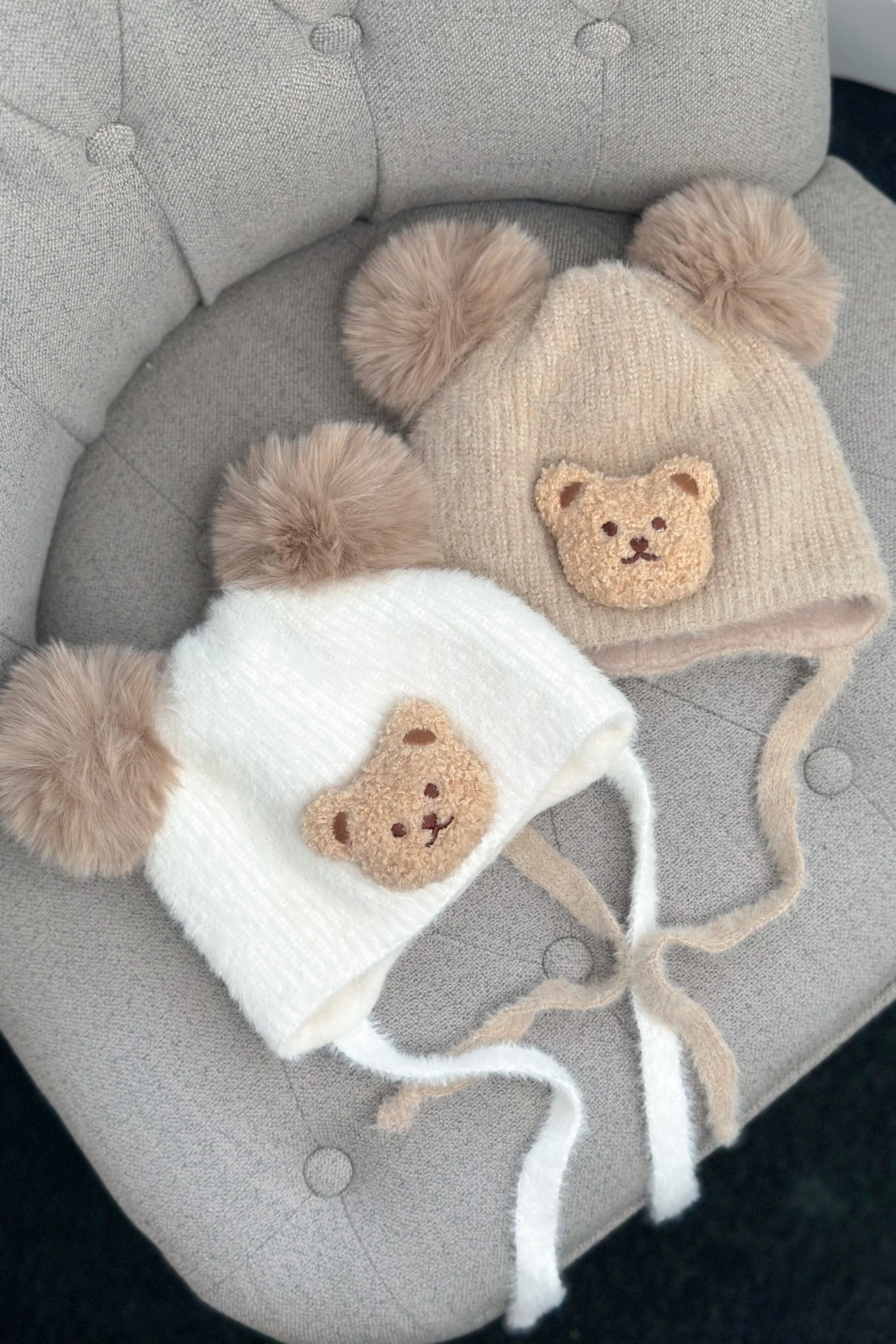 Cashmere Faux Fur Pom Pom Teddy Hat