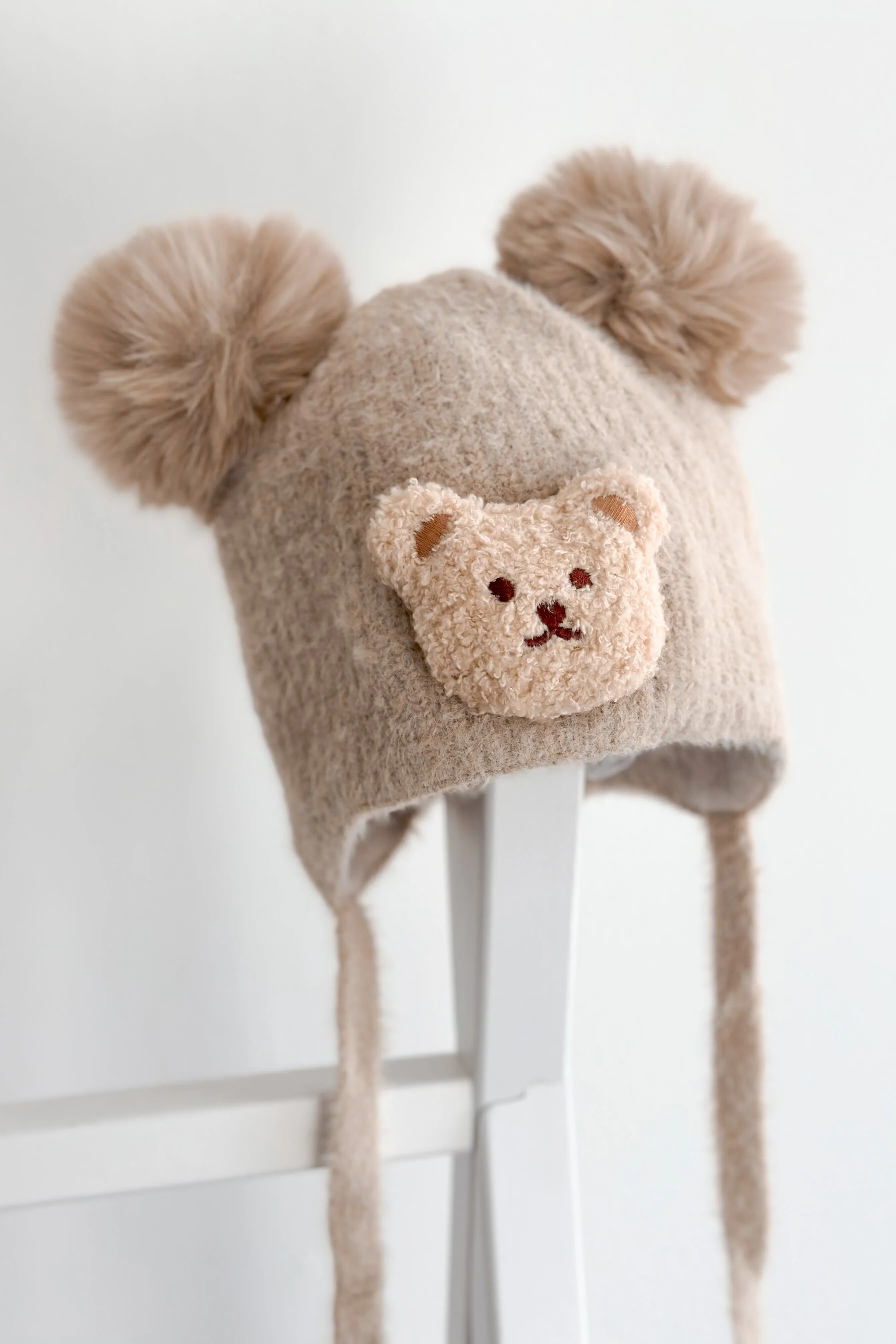 Cashmere Faux Fur Pom Pom Teddy Hat