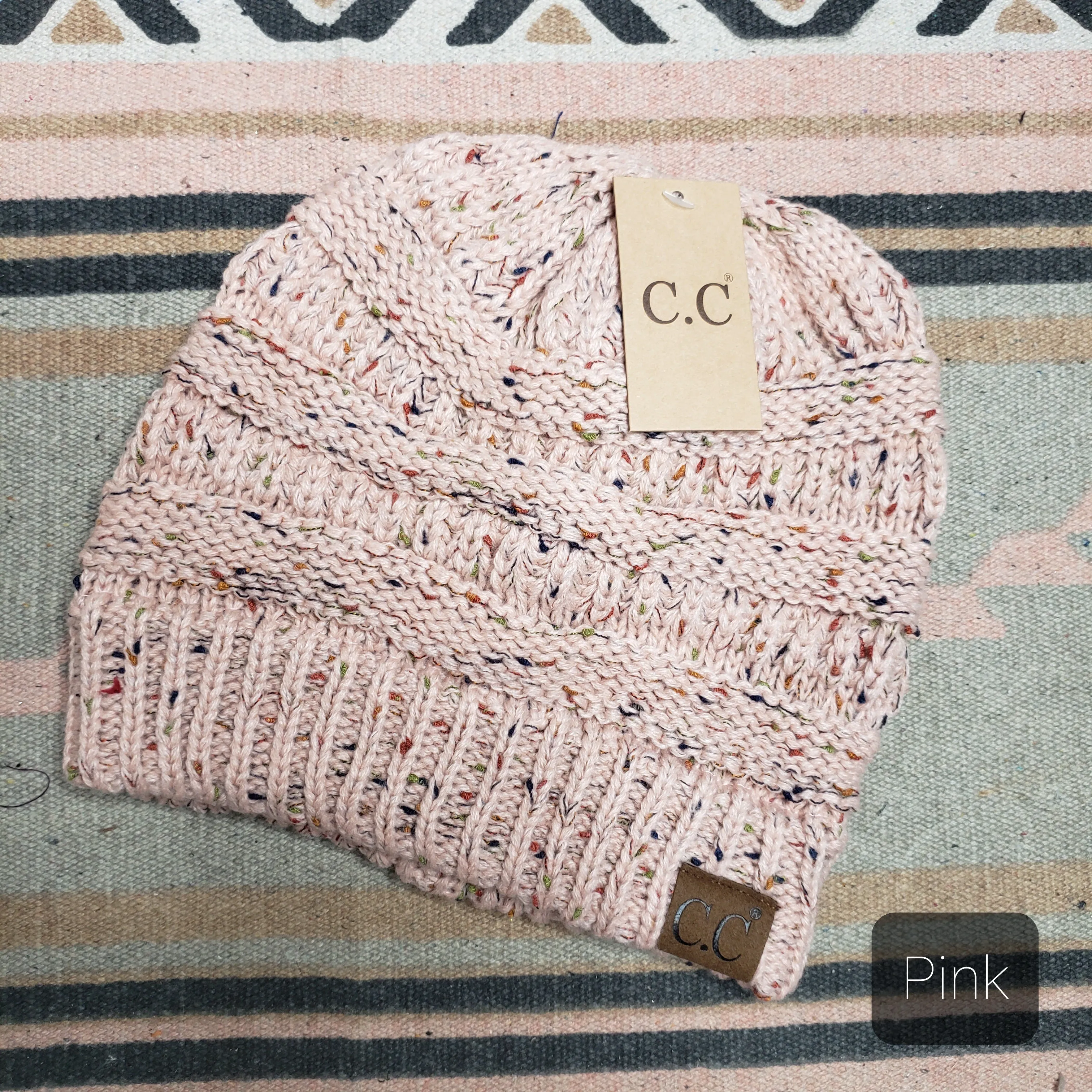 CC Cable Knit Confetti Beanie