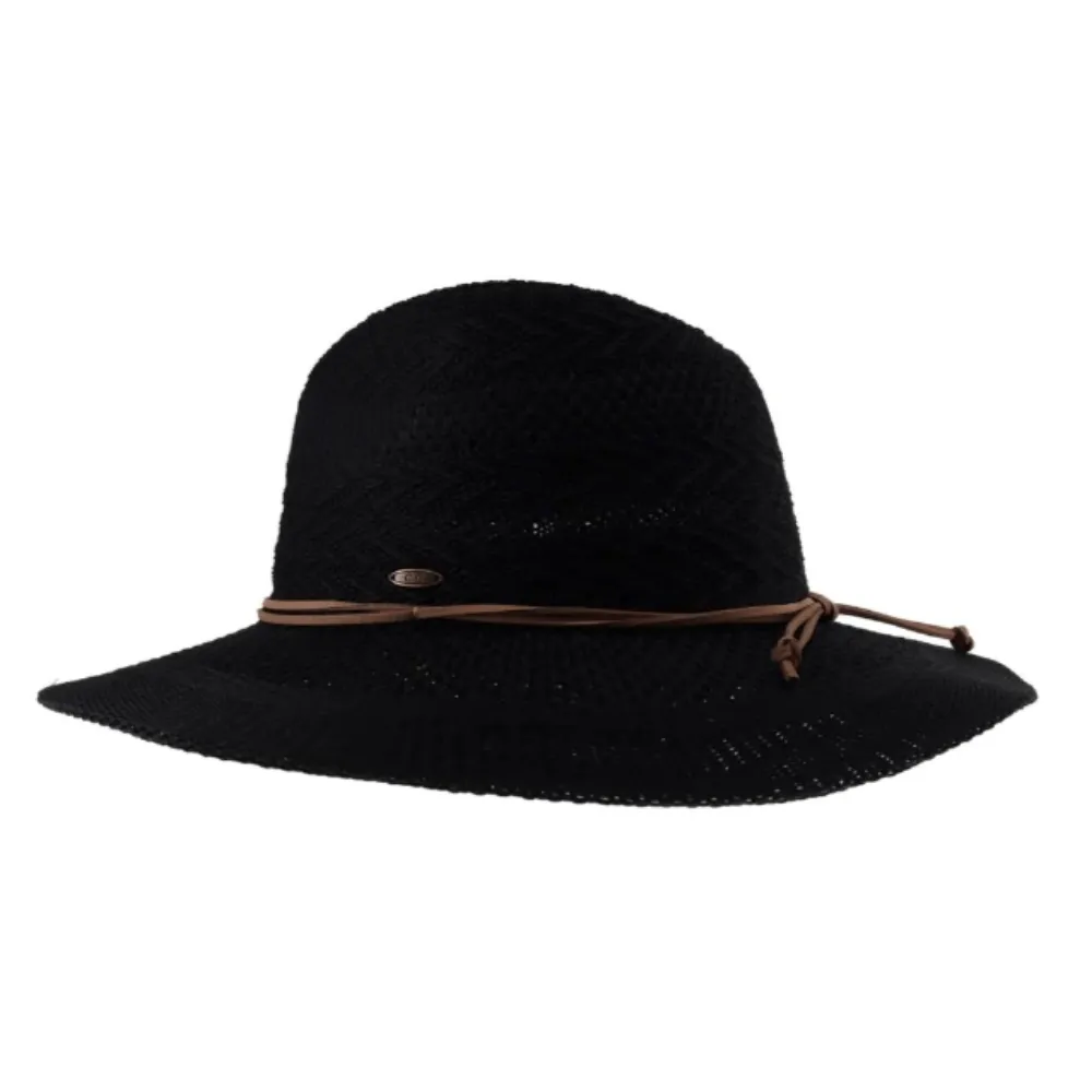 C.C Knit Multi-Pattern Panama Hat w/Suede Cord