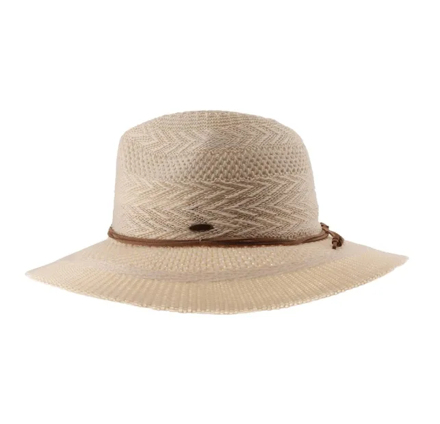 C.C Knit Multi-Pattern Panama Hat w/Suede Cord