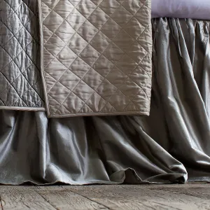Chloe Gathered 3 Panel Bed Skirt / Silver Velvet 3/22X86