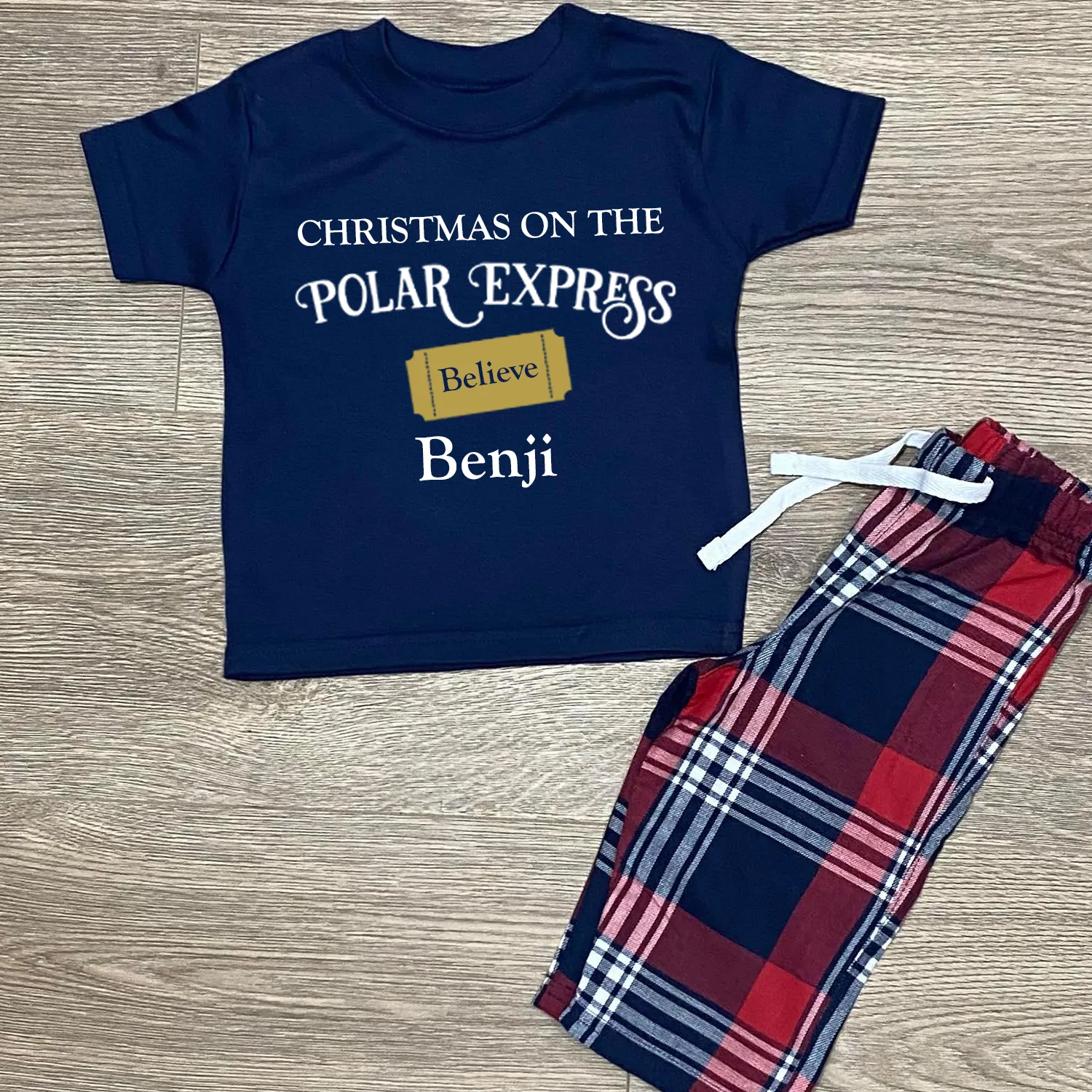 Christmas on the Polar Express - Personalised Tartan Family Matching PJs