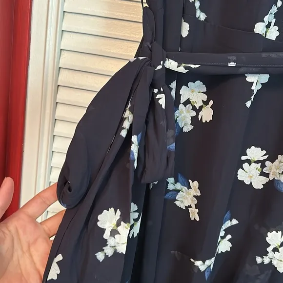 City Chic women maxi floral Dress ruffle elegant coquette blue plus sz M/18