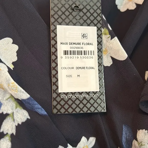 City Chic women maxi floral Dress ruffle elegant coquette blue plus sz M/18