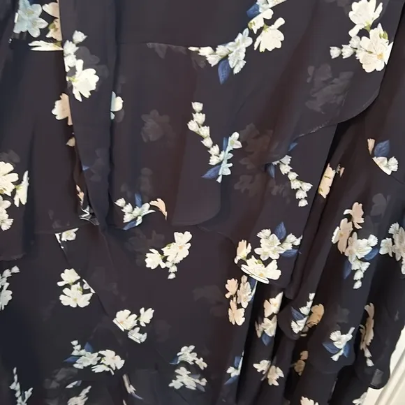 City Chic women maxi floral Dress ruffle elegant coquette blue plus sz M/18