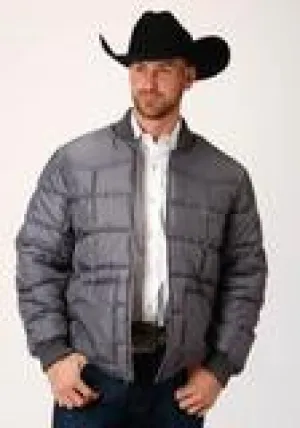 CL03-097-0761-0527-M-Silver Mens Roper Quilted Poly Filled Jacket