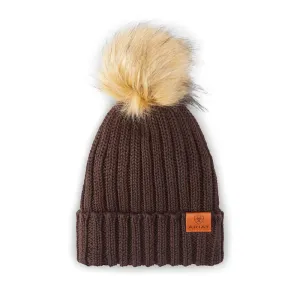 CL100378--Cocovine Ariat Cotswold Beanie w/Faux Fur Pom Pom