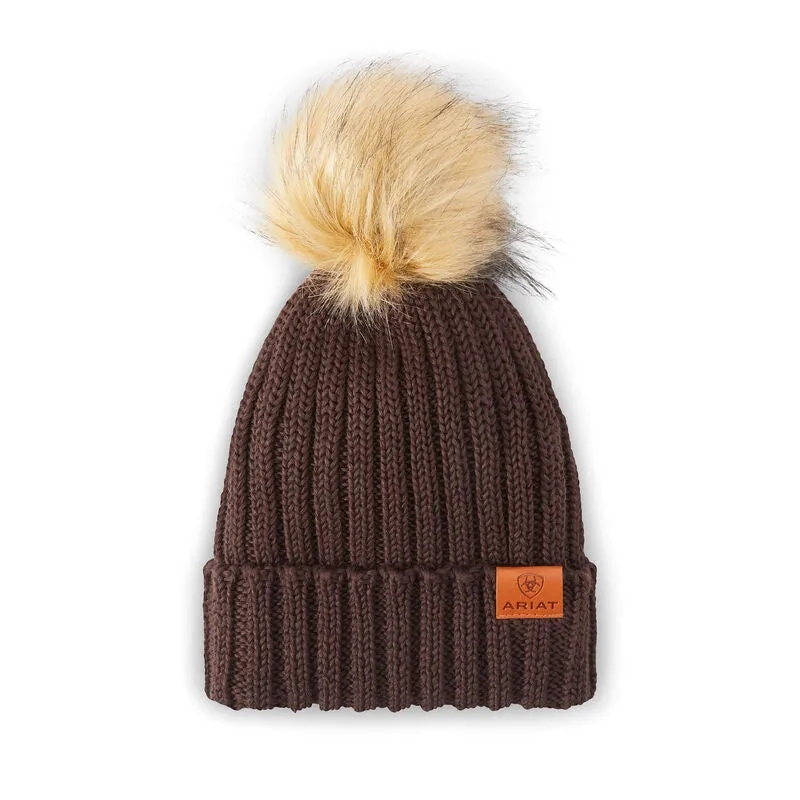 CL100378--Cocovine Ariat Cotswold Beanie w/Faux Fur Pom Pom