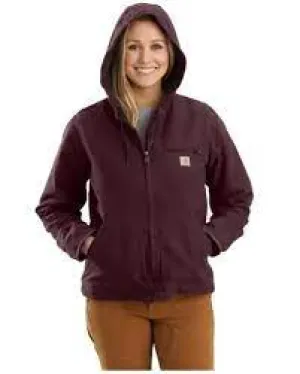 CL104292-L-Dp Wine Womens Carhartt LseFit WshDck Sherpa Lined