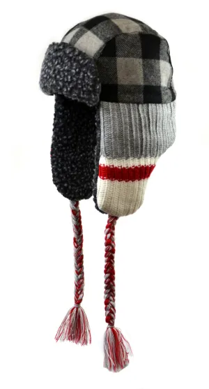 CL46739-M-L-Gray Hat Trapper Buffalo Plaid & Knit