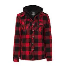 CLPF415-M-Red Blk Jacket Plaid with Lining & Hood