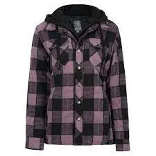 CLPF415-XL-Pple Blk Jacket Plaid with Lining & Hood