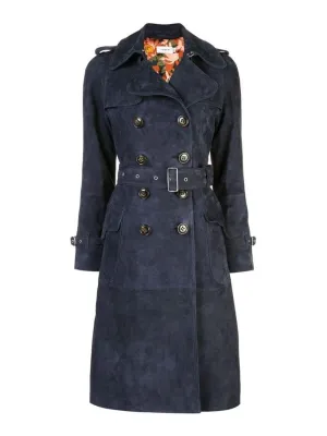 Coach Blue Suede Trench Coat