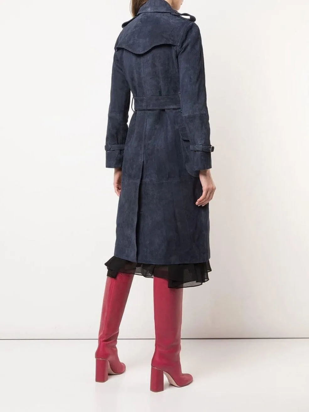 Coach Blue Suede Trench Coat