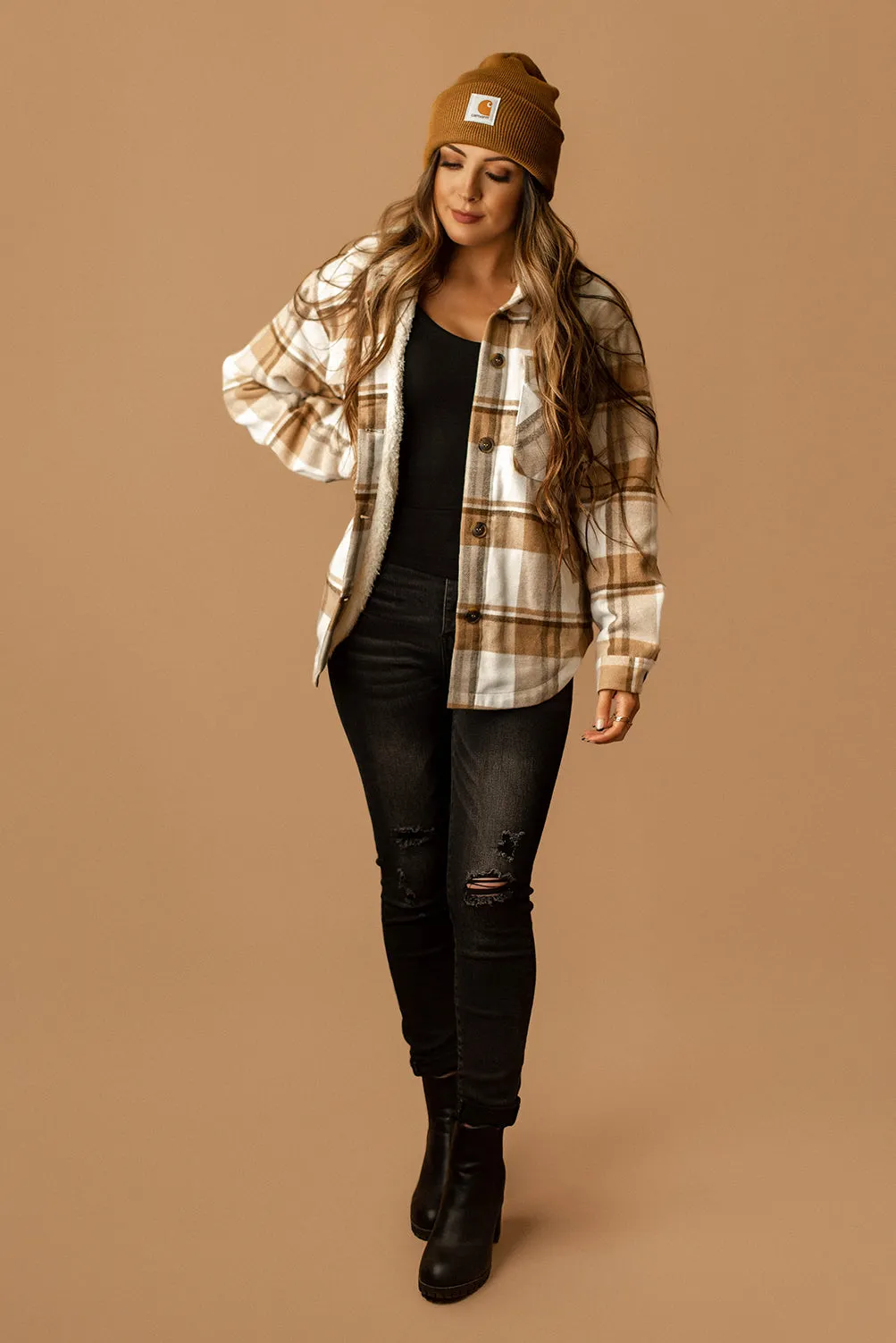 Conway Sherpa Lined Plaid Shacket (Magenta   White)