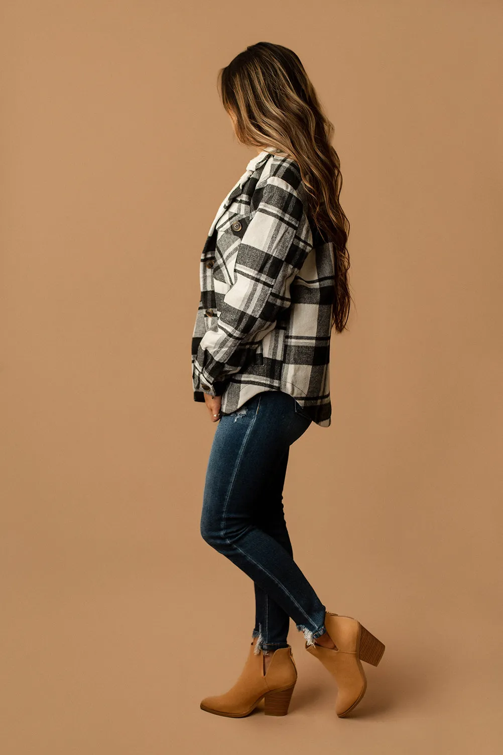 Conway Sherpa Lined Plaid Shacket (Magenta   White)