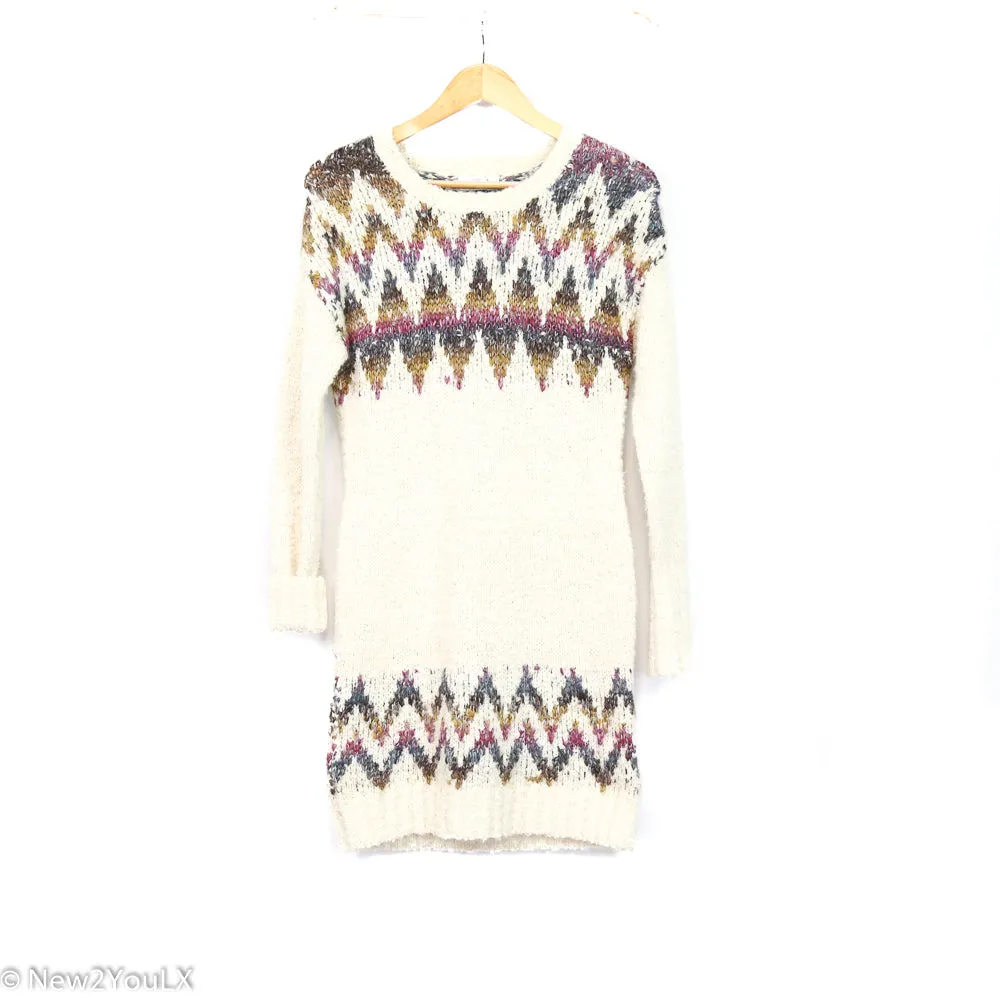 Cream Multicolor Sweater Dress (Shrinking)