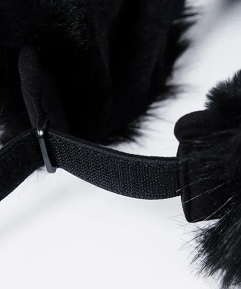 CREVE NINE: Ear-Shaped Fur Visor - Black