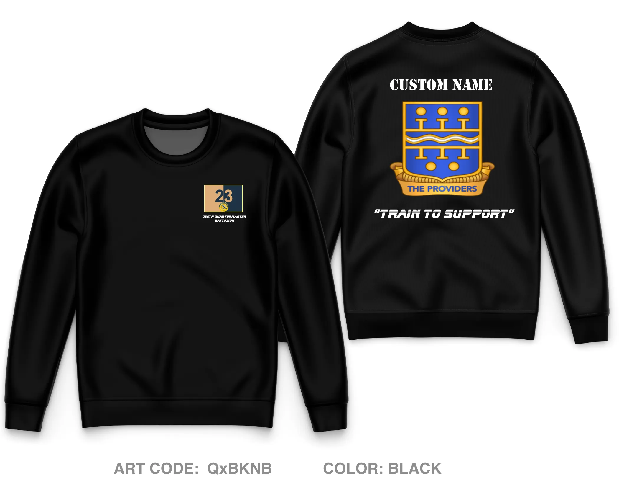CUSTOM 266th Quartermaster Battalion Core Men's Crewneck Performance Sweatshirt - QxBKNB
