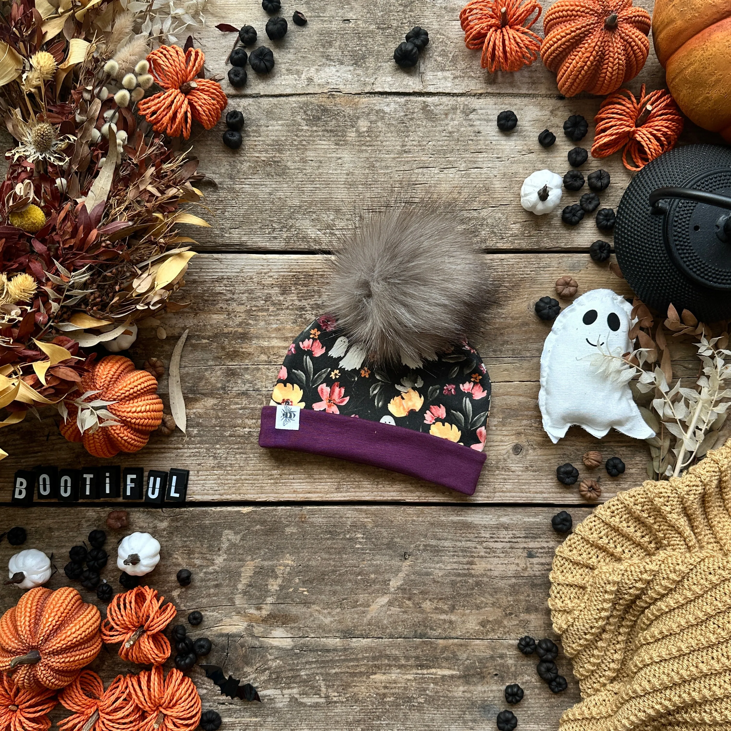 Dark Bootiful Blooms Bobble Hat | Ready To Post