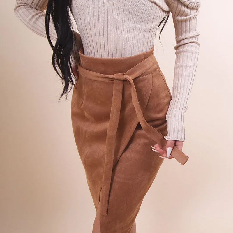 Deer Velvet Hip Skirt Solid Color Irregular Lace Skirt