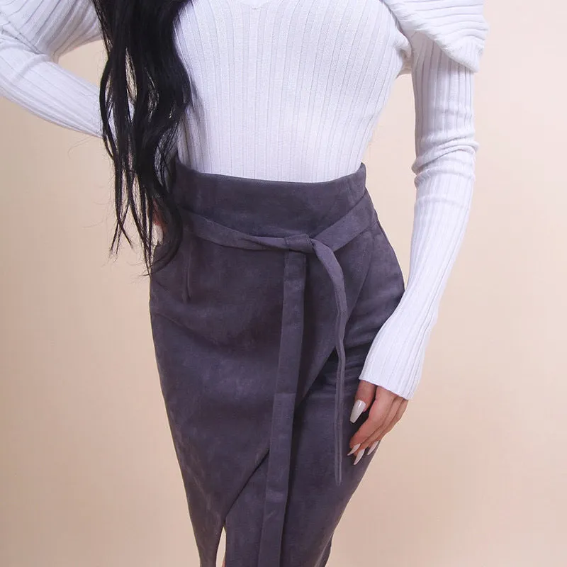 Deer Velvet Hip Skirt Solid Color Irregular Lace Skirt