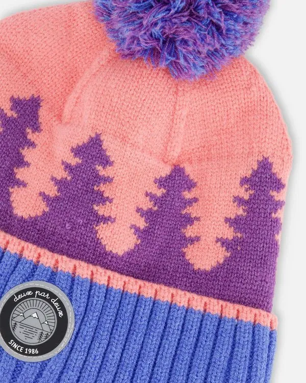 Deux par Deux - Knit Hat Mauve Pine & Blue