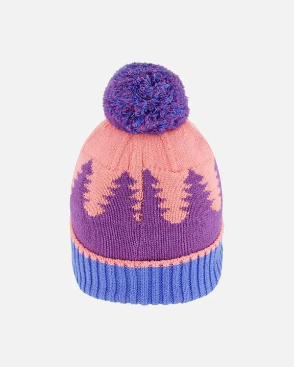 Deux par Deux - Knit Hat Mauve Pine & Blue