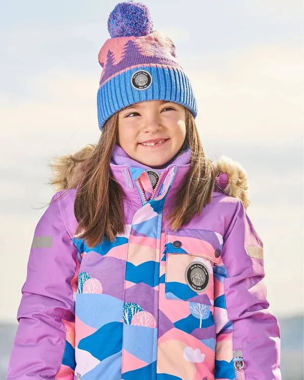 Deux par Deux - Knit Hat Mauve Pine & Blue