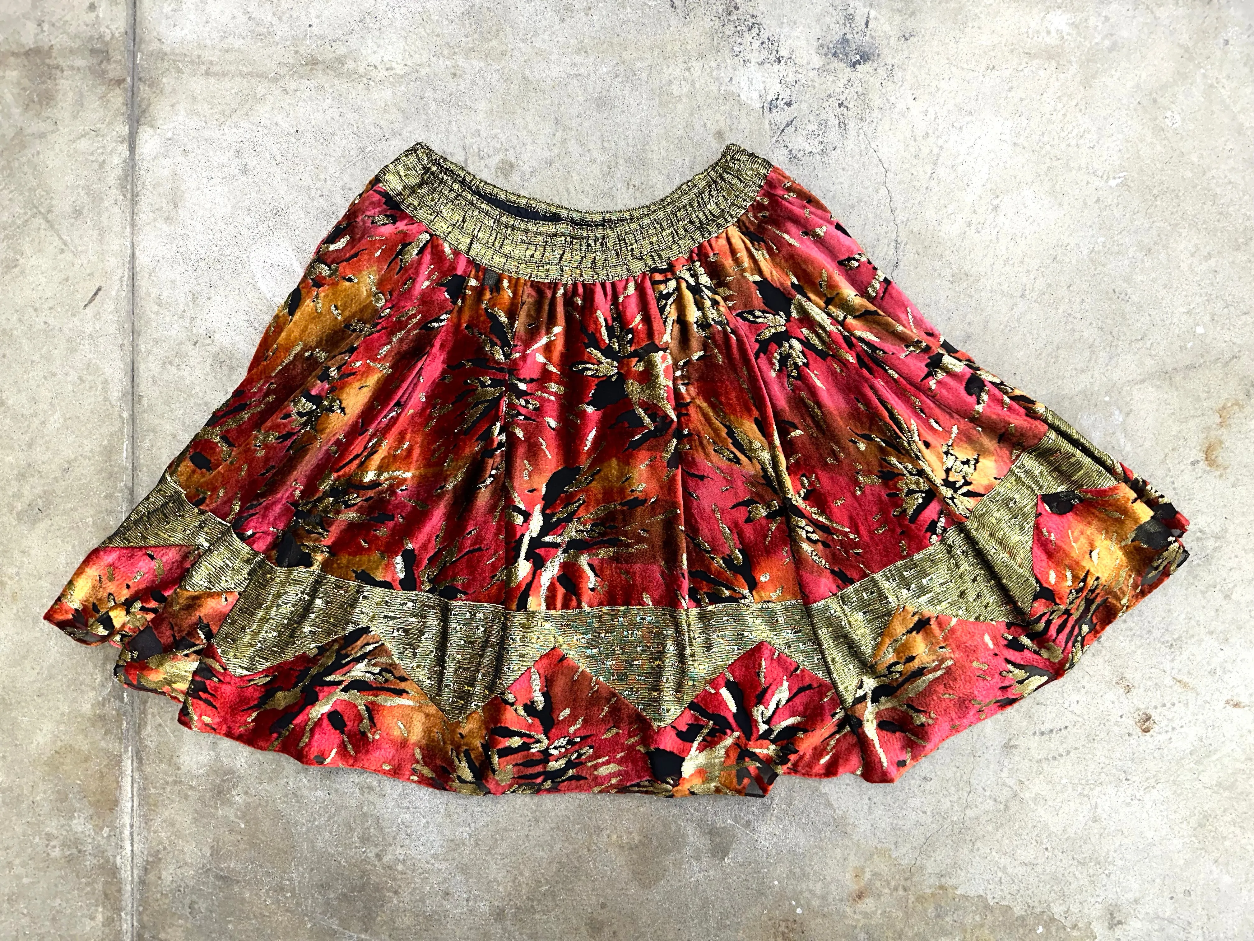 Diane Freis Silk Velvet Lurex Skirt Set