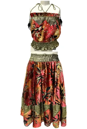 Diane Freis Silk Velvet Lurex Skirt Set