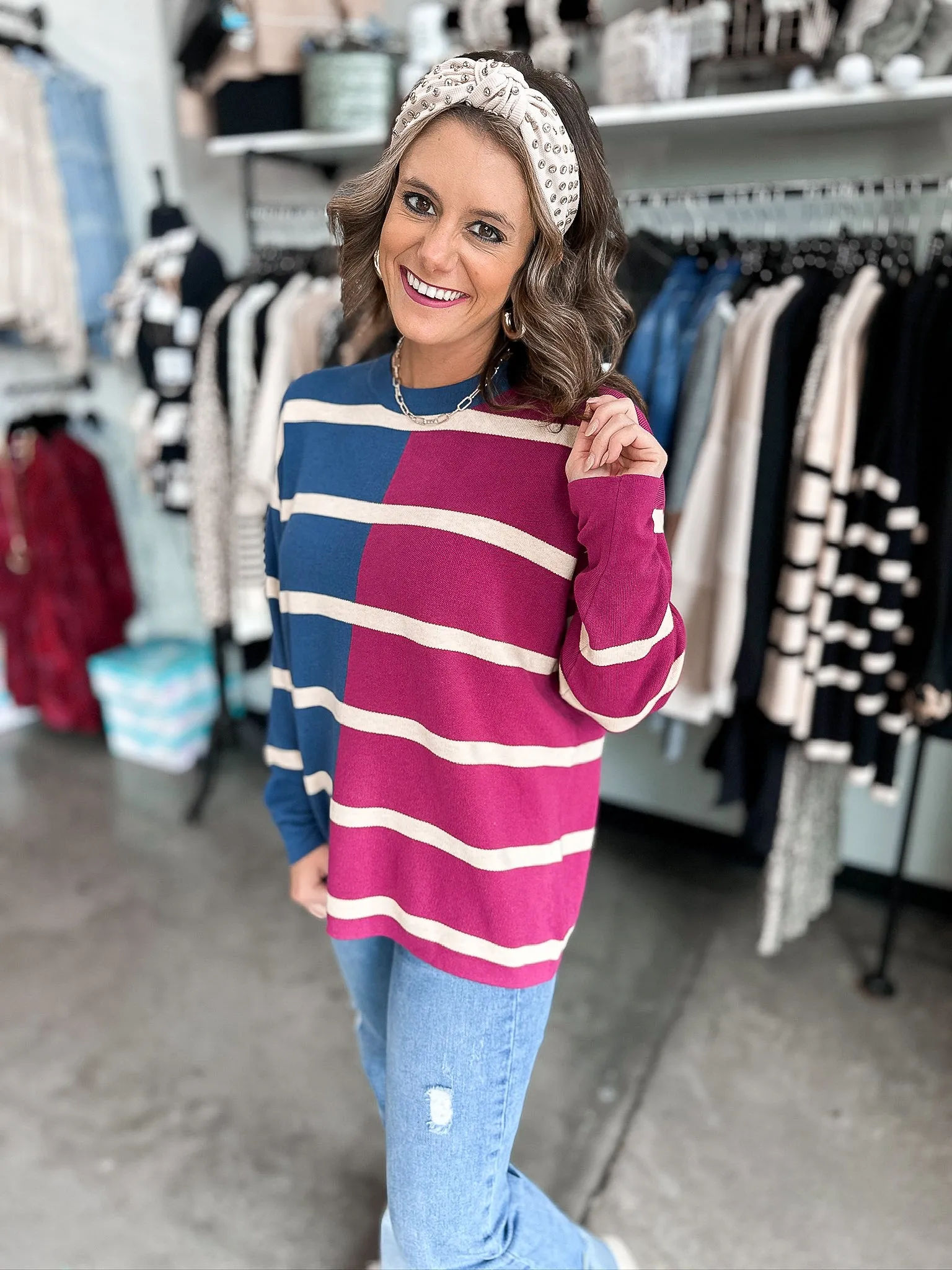 Divided Lines Split Sweater