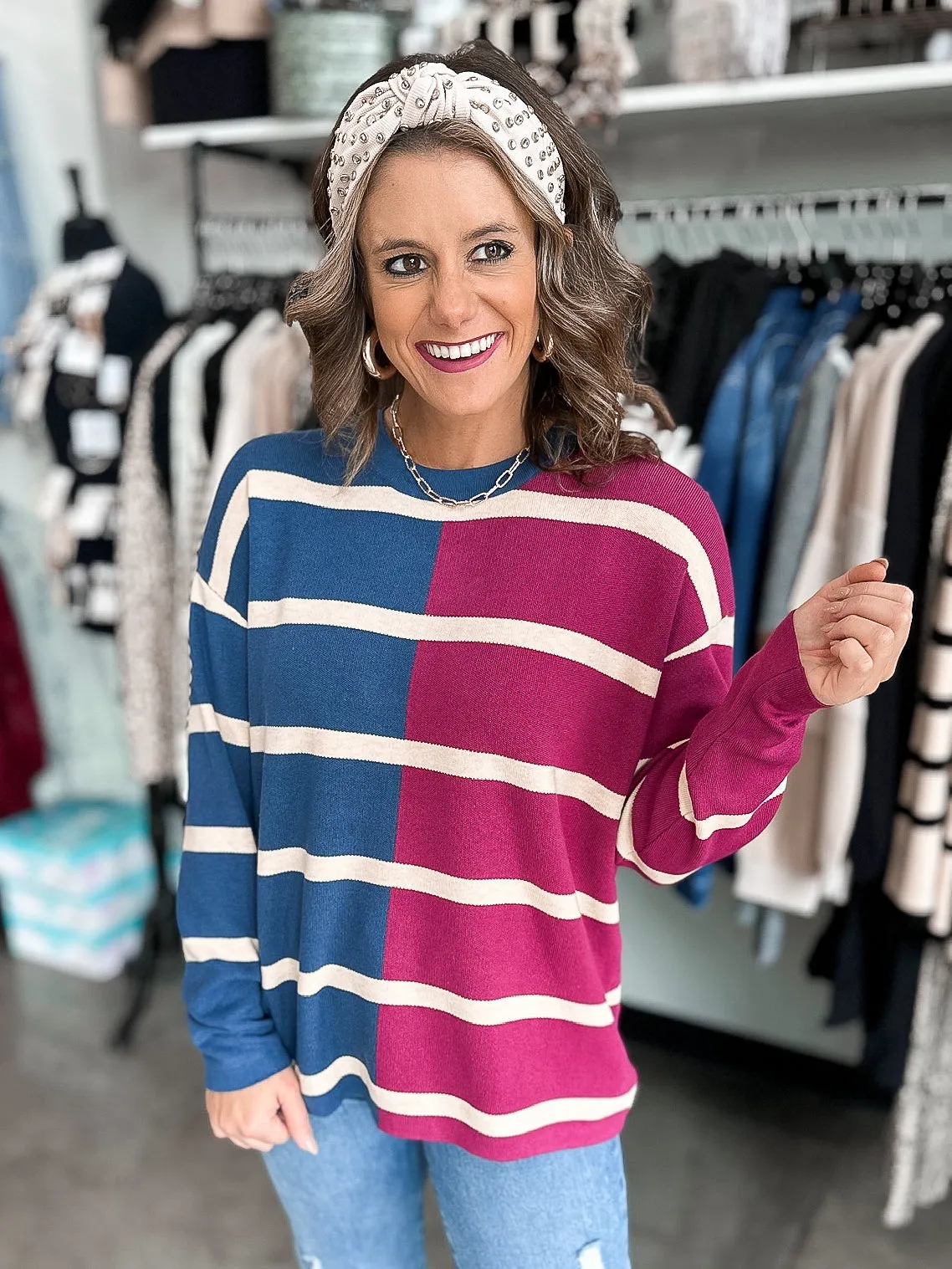 Divided Lines Split Sweater