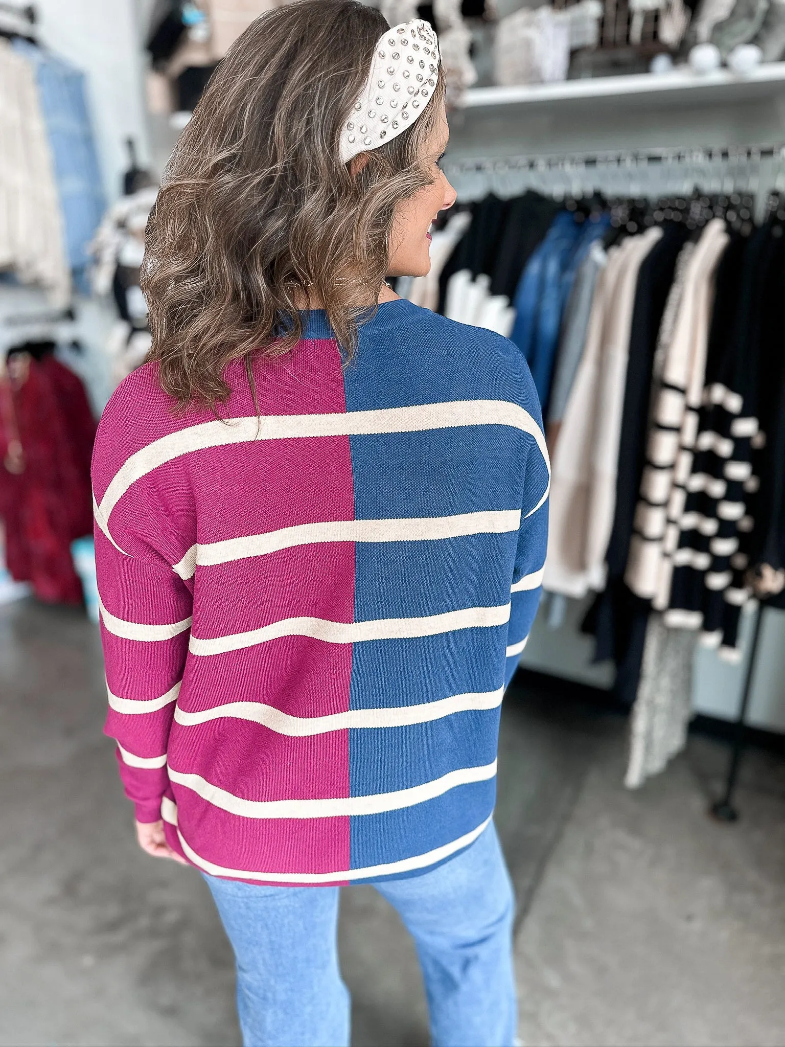Divided Lines Split Sweater