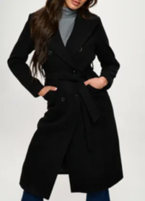 Double Breasted Tie Belt Trench Coat