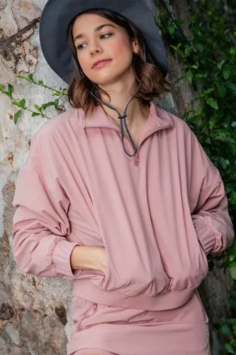 Dusty Pink Inner Fleece Quarter Zip