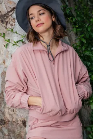 Dusty Pink Inner Fleece Quarter Zip