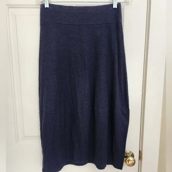 Eileen Fisher Navy Blue Women Maxi Skirt Size XS hemp&amp;organic Cotton NWT Classic