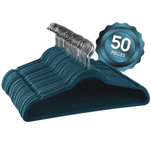 Elama Home 50 Piece Flocked Velvet Clothes Hangers with Stainless Steel Swivel H
