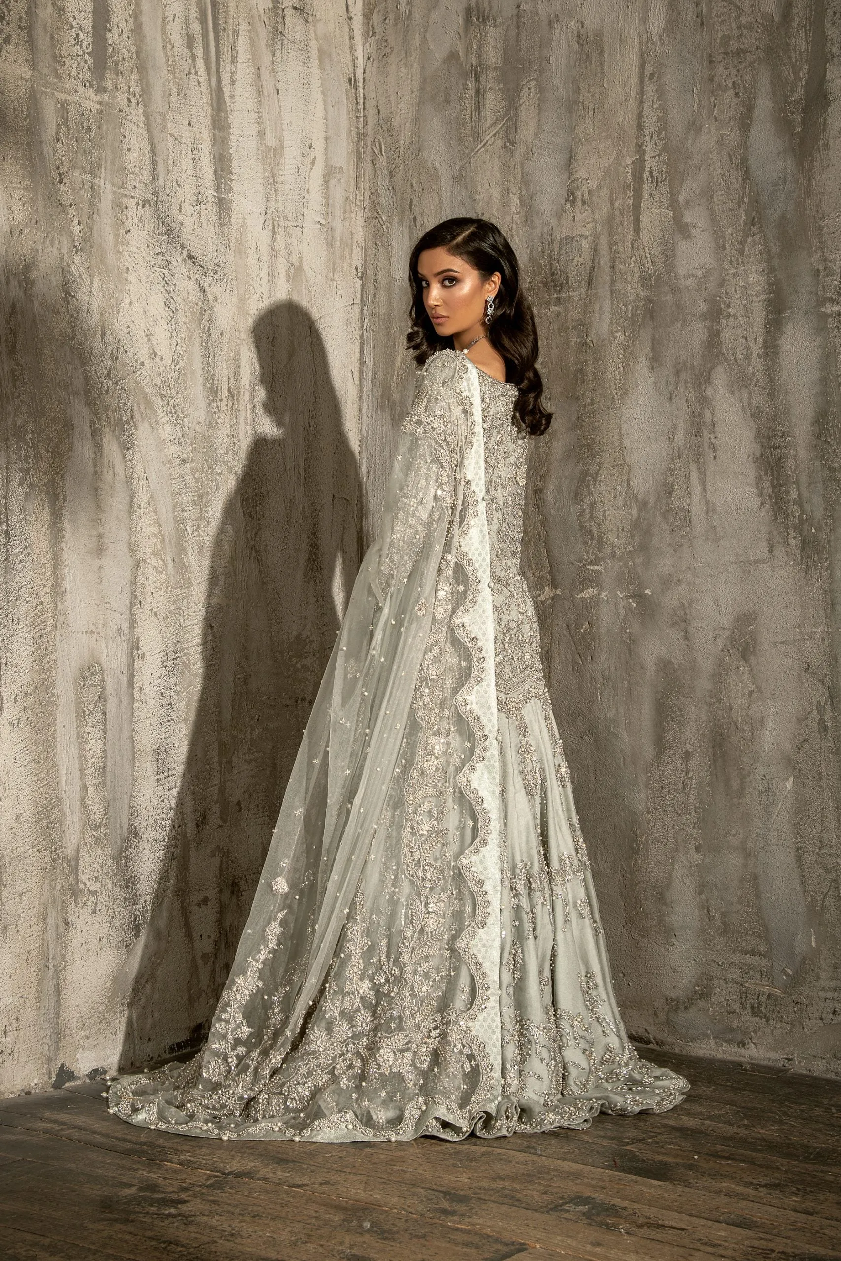 Elegant Pakistani Wedding Maxi and Dupatta Dress #BS872