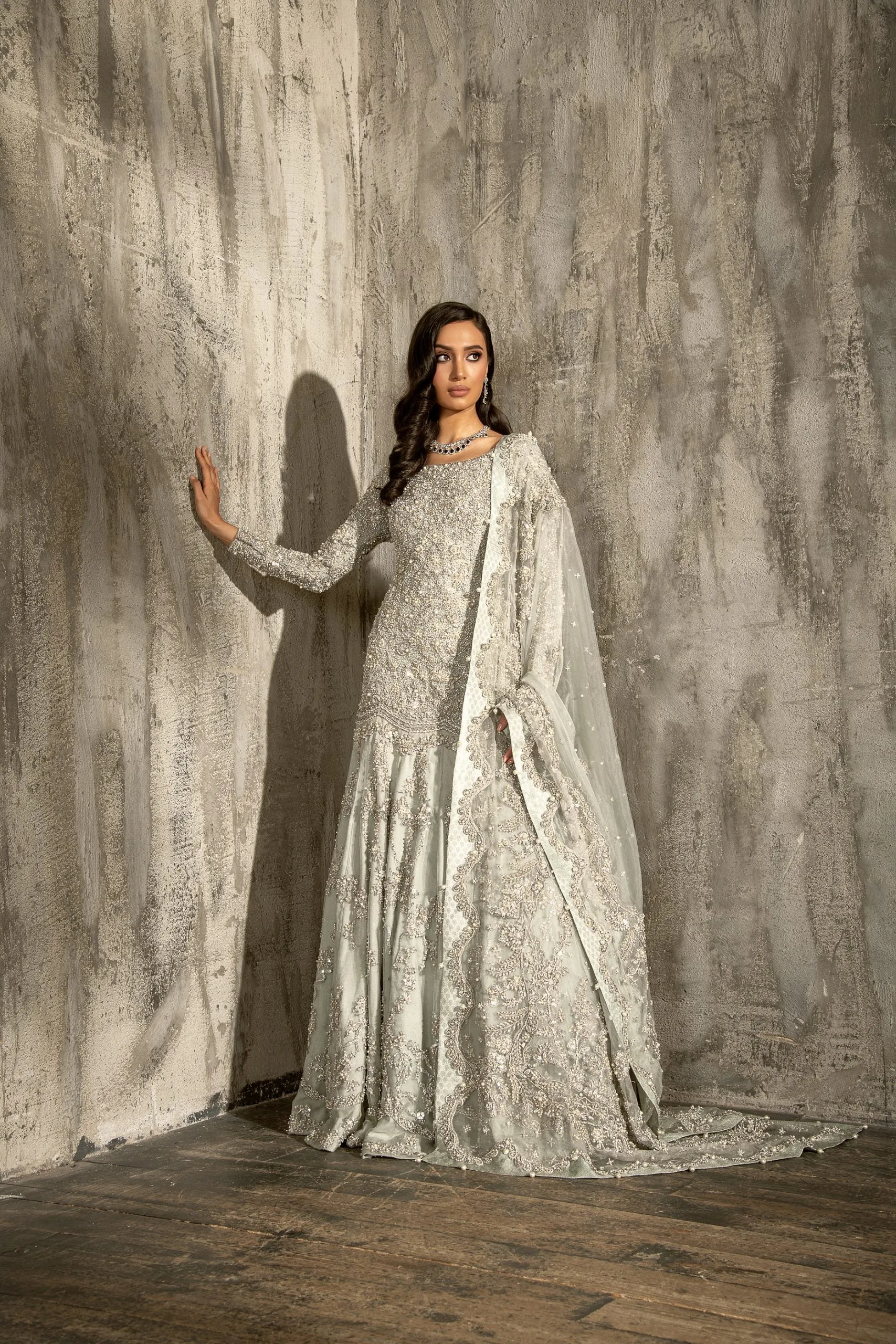 Elegant Pakistani Wedding Maxi and Dupatta Dress #BS872
