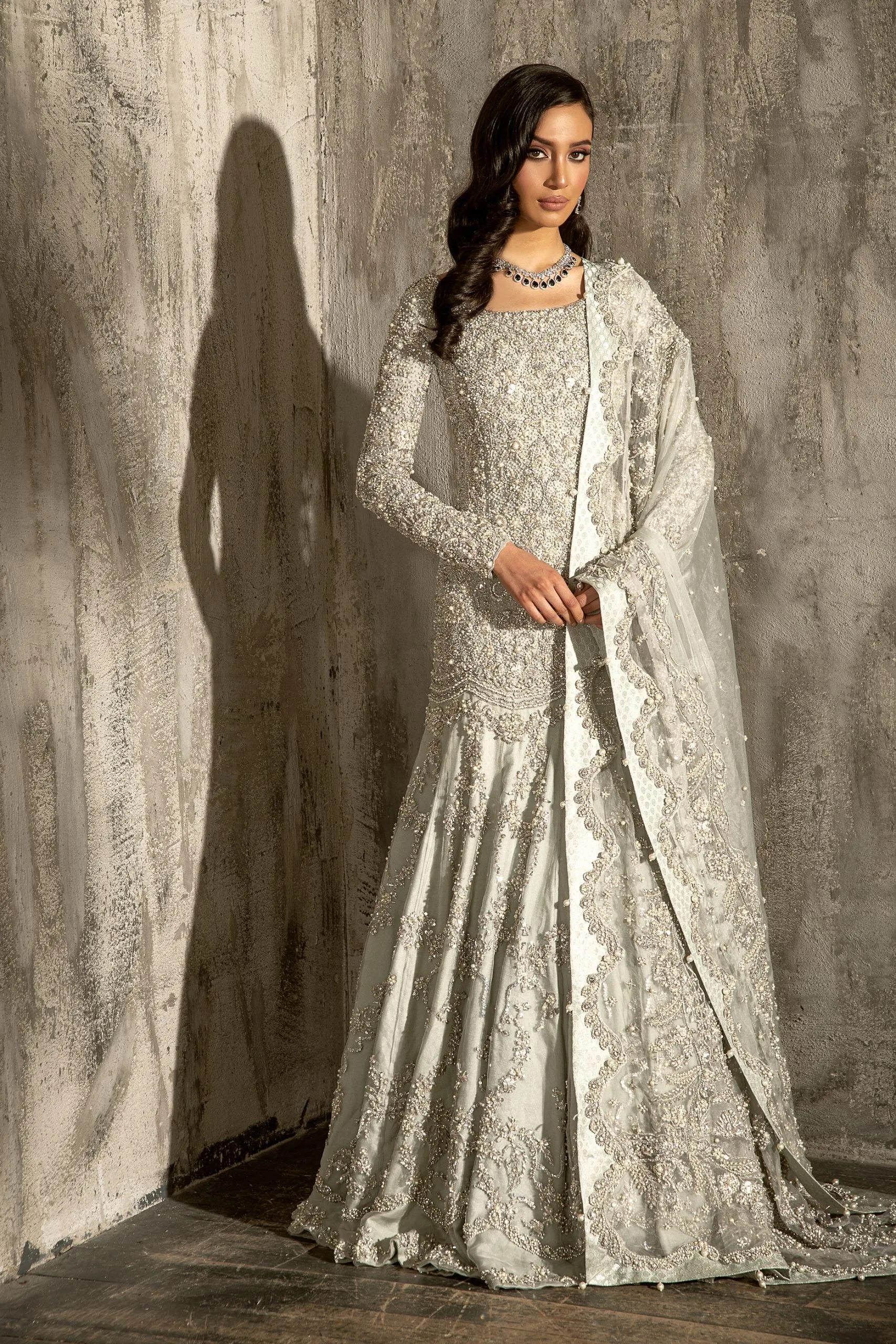 Elegant Pakistani Wedding Maxi and Dupatta Dress #BS872