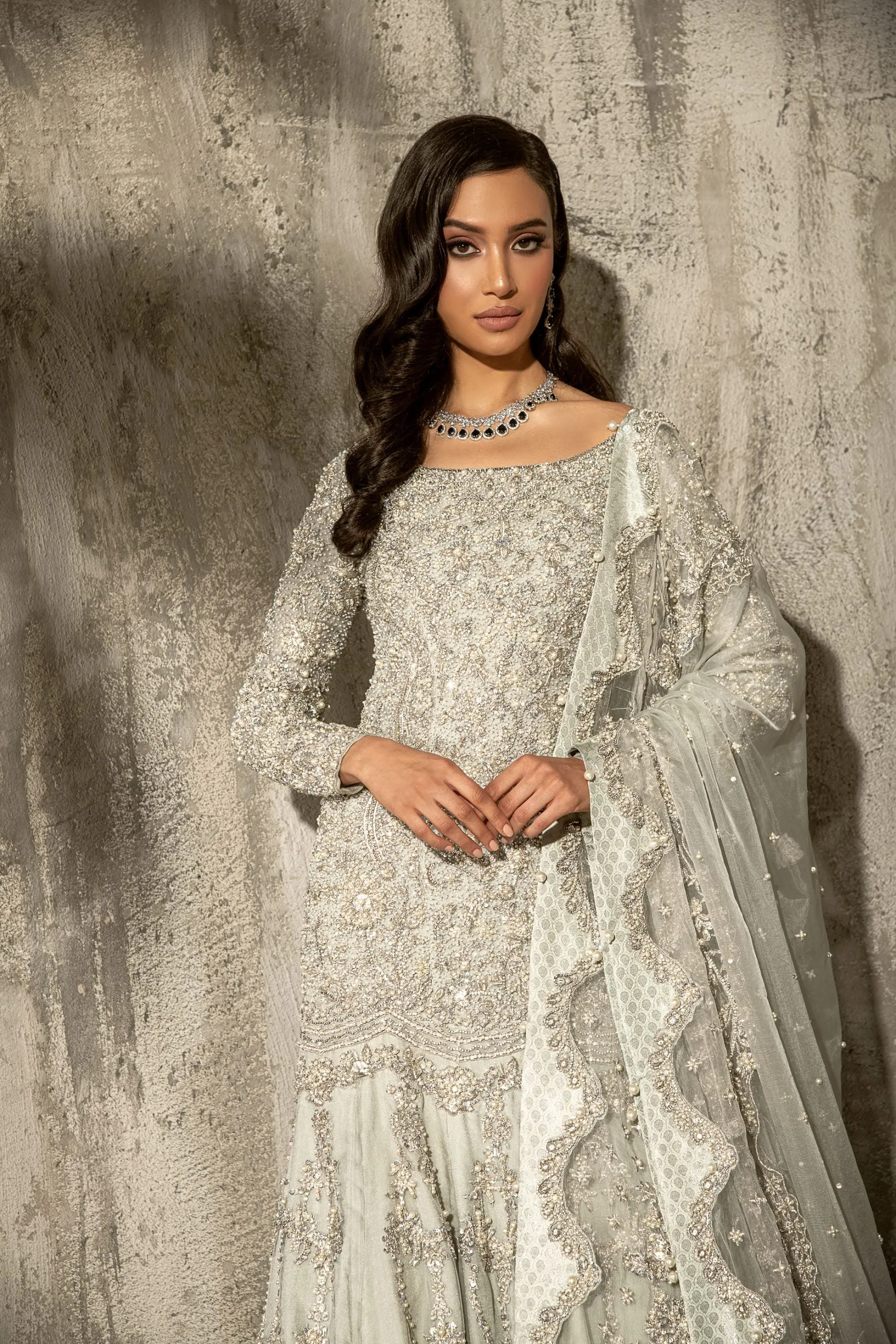Elegant Pakistani Wedding Maxi and Dupatta Dress #BS872
