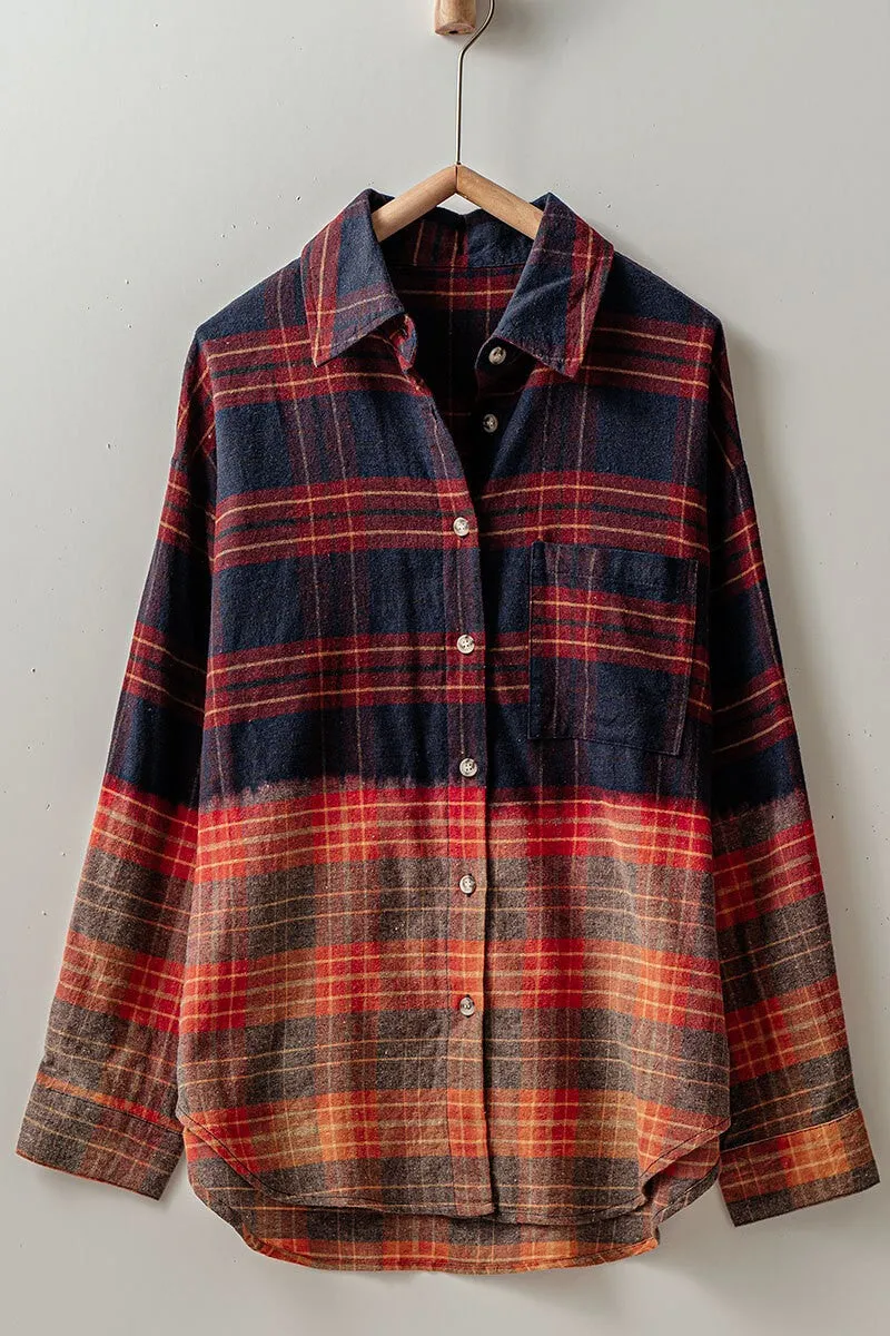 Emmalyn Half Gradient Flannel - Brick