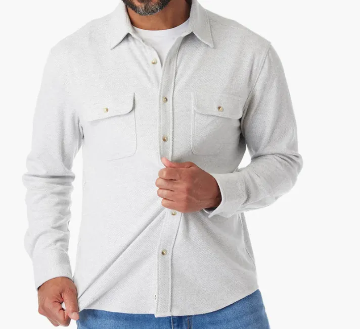 Fair Harbor The Dunewood Ultra Stretch Flannel - Heather Grey Twill