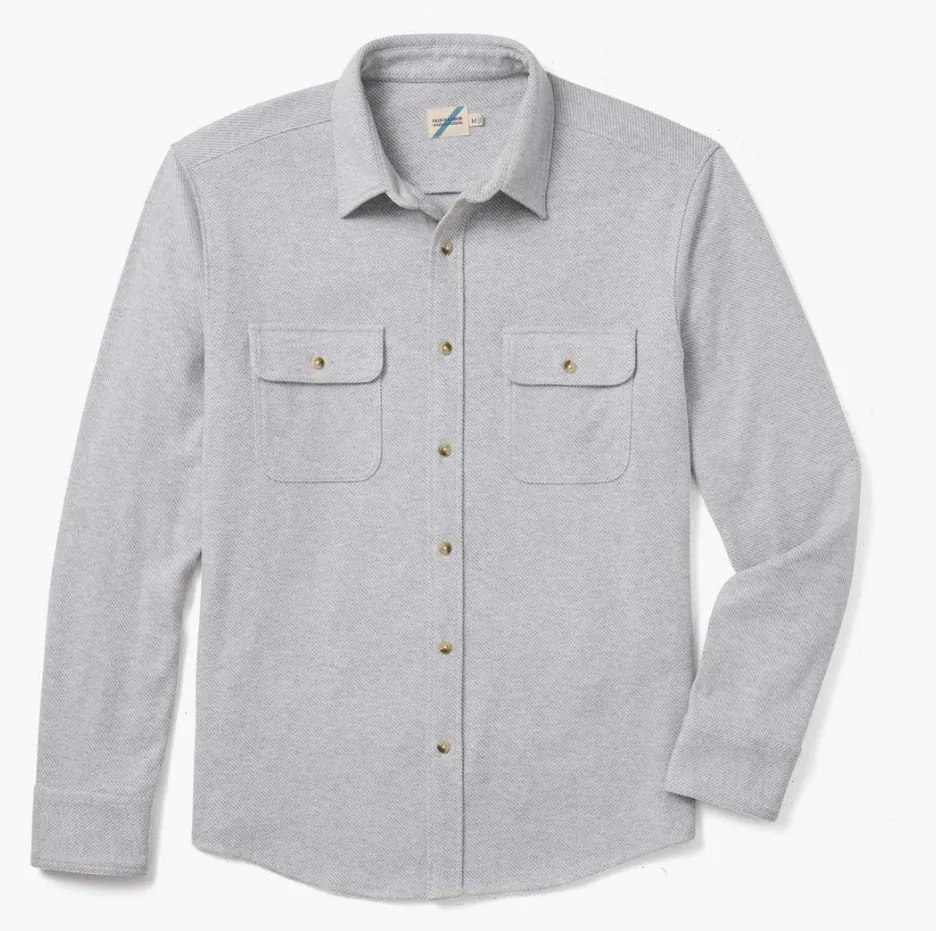 Fair Harbor The Dunewood Ultra Stretch Flannel - Heather Grey Twill