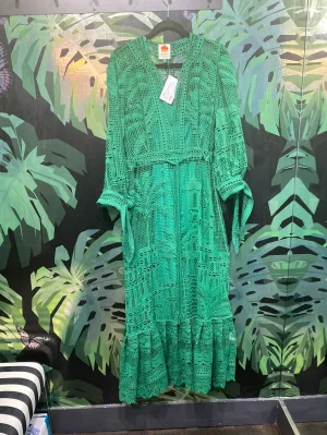 FARM RIO Green Long Sleeve Lace Maxi Dress