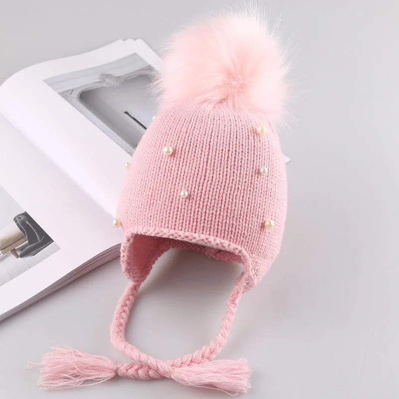 Faux pearl baby hats