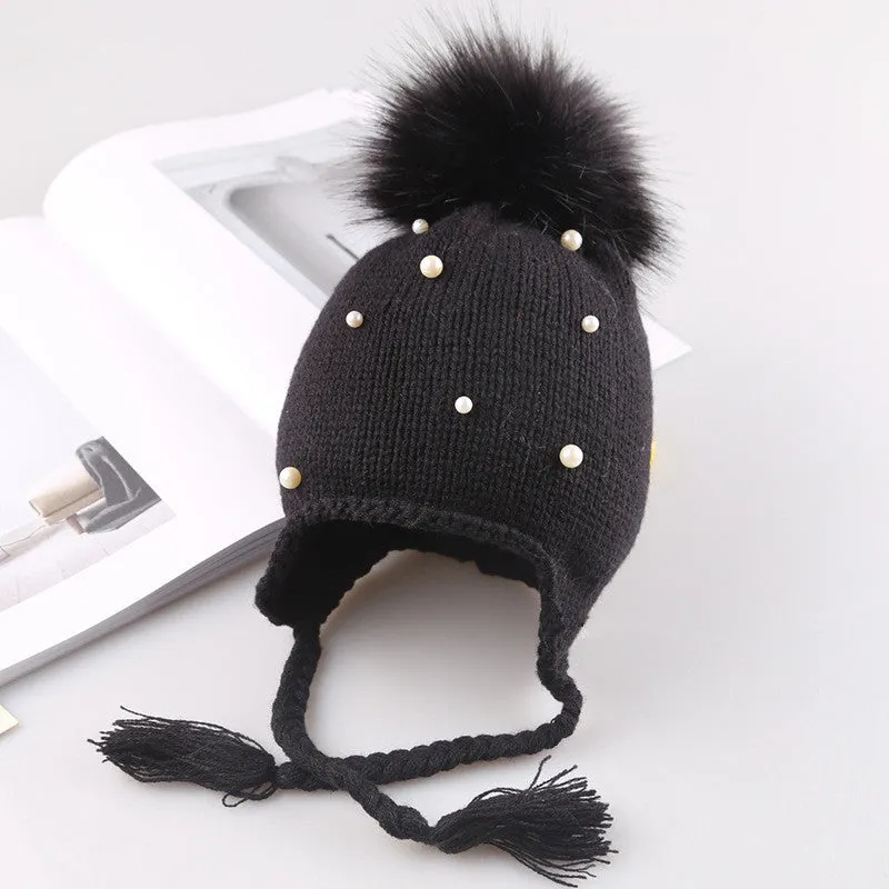 Faux pearl baby hats